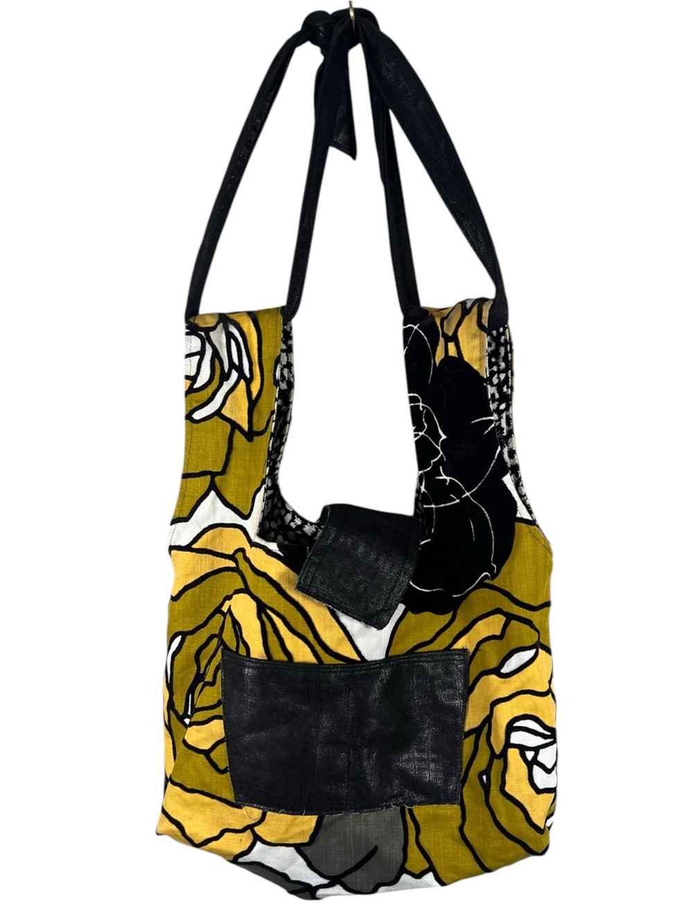 Kindred Spirit Style Reversible Floral Hobo Shoulder Bag Slouchy Boho Abstract